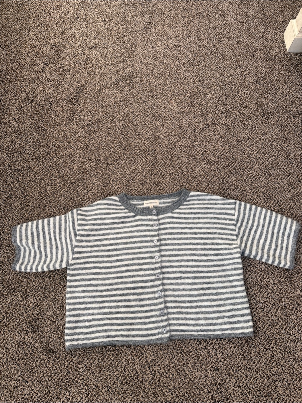 Women’s Striped Grey & White cropped Button-Front cardigan